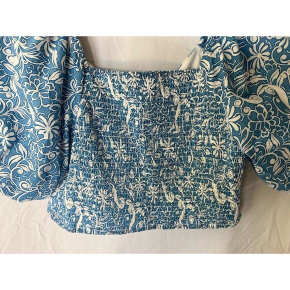 Japna MOD Floral Print Puff Sleeve Crop top Blouse Boho, Streetwear  size XL - Picture 3 of 7